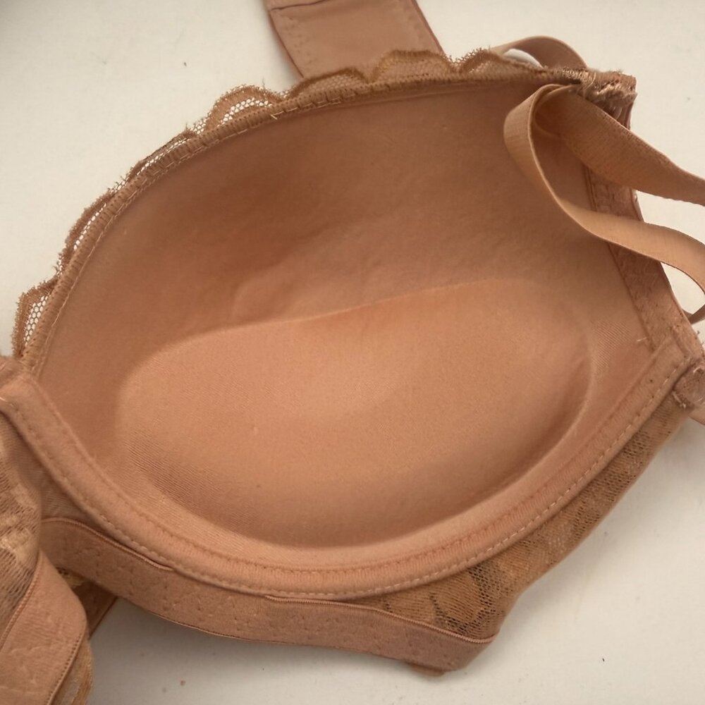 Nude Caramel Lace Push-Up Bra | Size 34DD - Picture 5 of 10